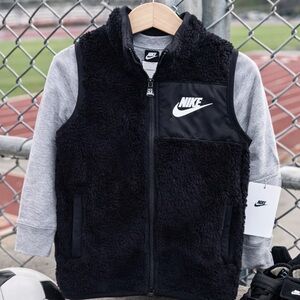Nike Kids Black and Gray Fleece Vest